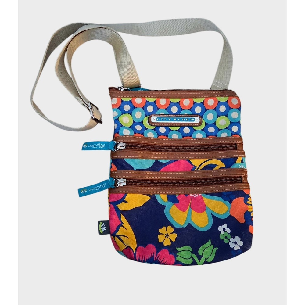 Lily‎ Bloom Adjustable Crossbody Nylon Purse Tropical Floral Colorful CLEAN Bag